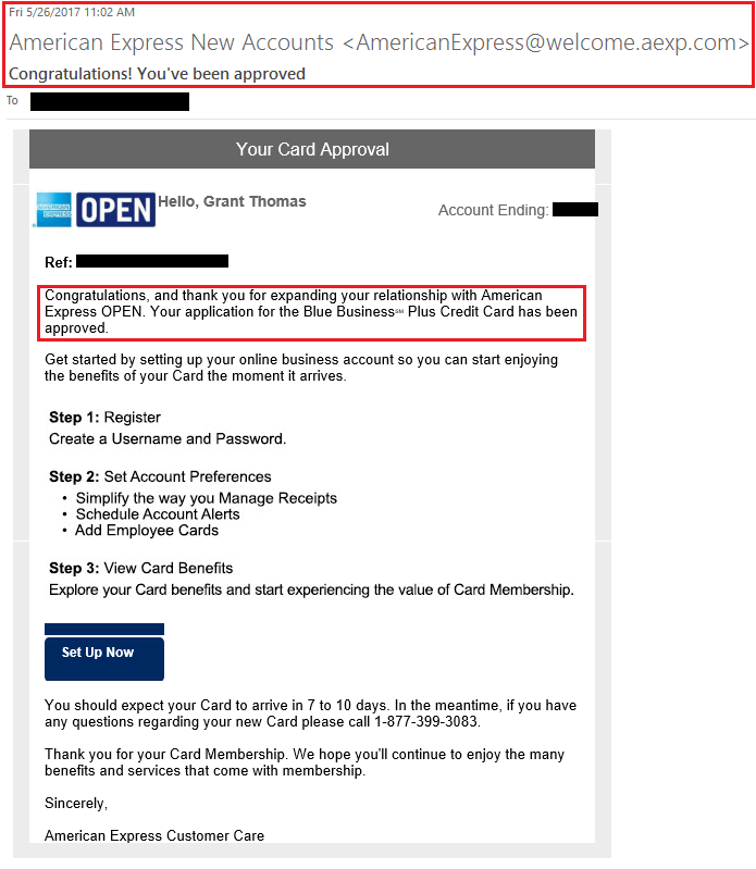 Funding proof for Marcus B. — $40,500 from American Express