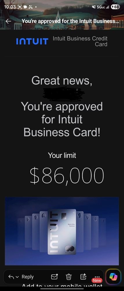 Funding proof for Raymond D. — $76,500 from Intuit