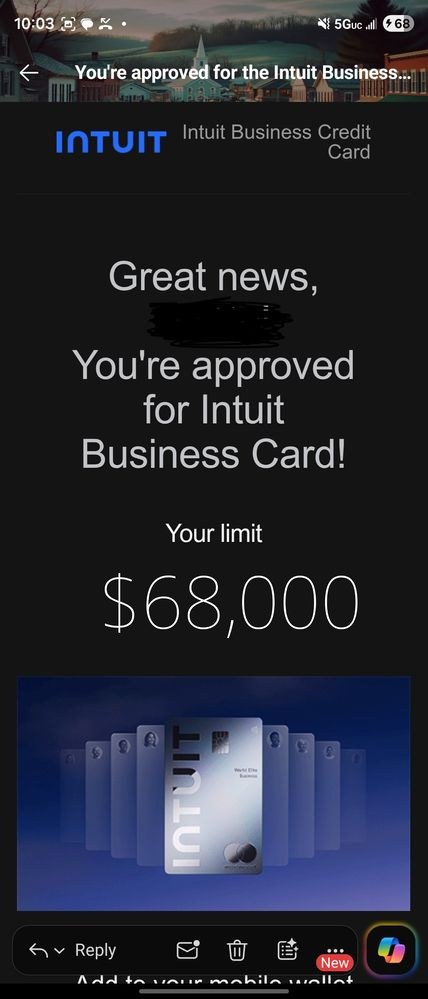 Funding proof for Manny B. — $127,000 from Intuit