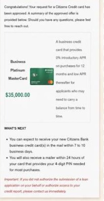 Funding proof for Gregory M. — $80,000 from Citizens Bank