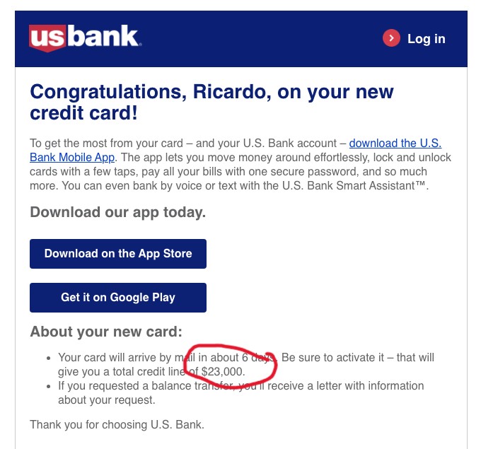 Funding proof for Chad P. — $115,000 from U.S. Bank