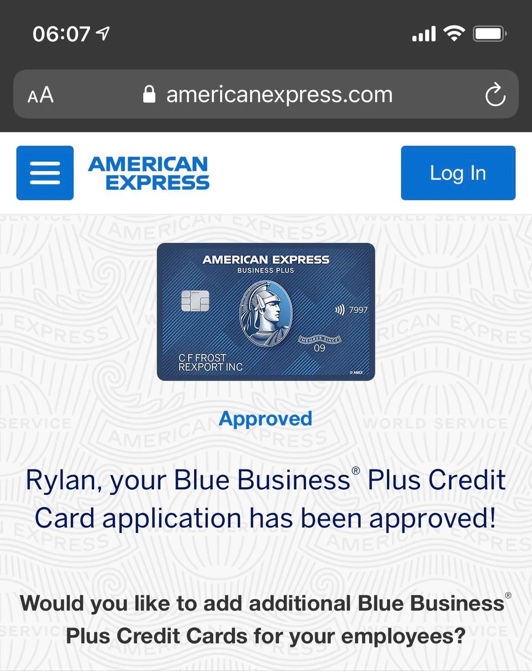Funding proof for Salvatore N. — $146,000 from American Express